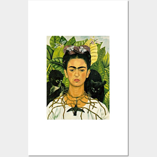 Frida Kahlo Self-Portrait with Thorn Necklace and Hummingbird 1940 Art Print Wall Art by ZiggyPrint